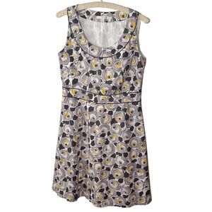 Boden Size 10 Y2K Sleeveless Scoopneck Dress 100% Cotton Fabric Abstract Floral